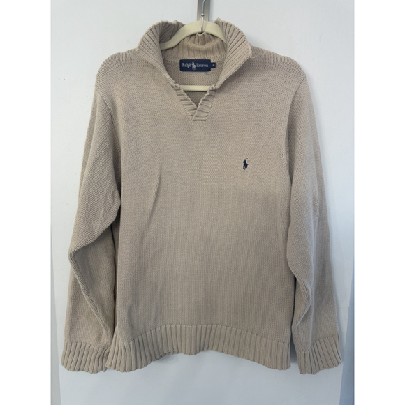 Ralph Lauren Other - Ralph Lauren Blue Label Men’s Small Beige Open Collared Sweater Vintage Y2K EUC